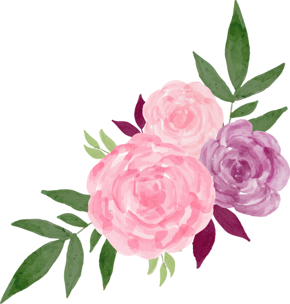 Pink Flower Arrangement Watercolor